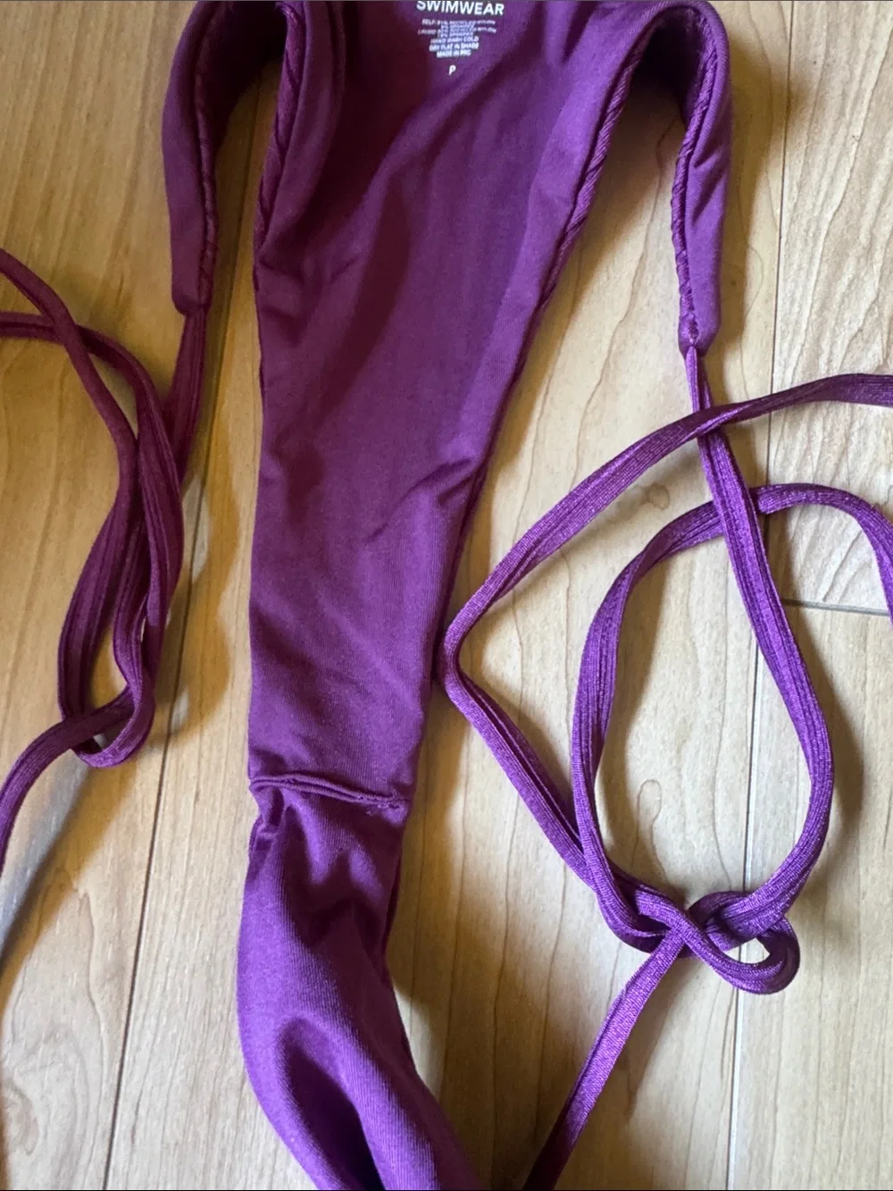 Monday Swimwear Purple Ribbed Tie-Side Bikini Bottom